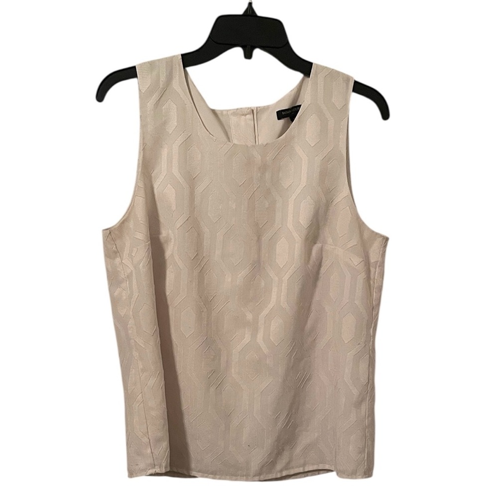 Banana Republic Women’s Cream White Jacquard Sleeveless Back Button Top‎ Size M